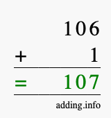 Calculate 106 + 1 using long addition
