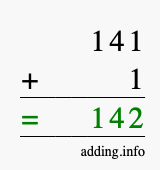 Calculate 141 + 1 using long addition