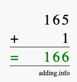 Calculate 165 + 1 using long addition