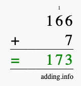 Calculate 166 plus 7 using long addition Calculate 166 + 7 using long addition