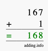 Calculate 167 + 1 using long addition