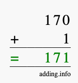 Calculate 170 + 1 using long addition