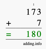 Calculate 173 plus 7 using long addition Calculate 173 + 7 using long addition