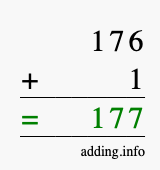 Calculate 176 + 1 using long addition