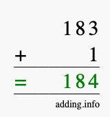 Calculate 183 + 1 using long addition