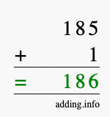 Calculate 185 + 1 using long addition