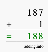 Calculate 187 + 1 using long addition