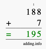 Calculate 188 plus 7 using long addition Calculate 188 + 7 using long addition
