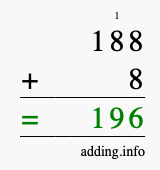 Calculate 188 plus 8 using long addition Calculate 188 + 8 using long addition
