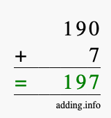 Calculate 190 plus 7 using long addition Calculate 190 + 7 using long addition