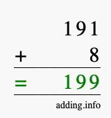 Calculate 191 plus 8 using long addition Calculate 191 + 8 using long addition