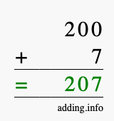 Calculate 200 plus 7 using long addition Calculate 200 + 7 using long addition