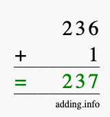 Calculate 236 + 1 using long addition