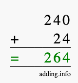 Calculate 240 + 24 using long addition