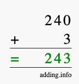 Calculate 240 + 3 using long addition