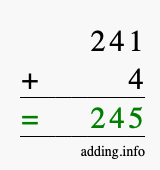Calculate 241 + 4 using long addition