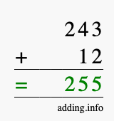 Calculate 243 + 12 using long addition