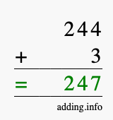 Calculate 244 + 3 using long addition