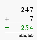 Calculate 247 + 7 using long addition