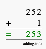 Calculate 252 + 1 using long addition