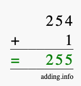 Calculate 254 + 1 using long addition
