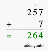 Calculate 257 plus 7 using long addition Calculate 257 + 7 using long addition