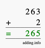 Calculate 263 + 2 using long addition