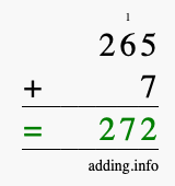Calculate 265 + 7 using long addition