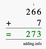 Calculate 266 plus 7 using long addition Calculate 266 + 7 using long addition
