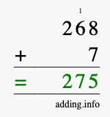 Calculate 268 plus 7 using long addition Calculate 268 + 7 using long addition