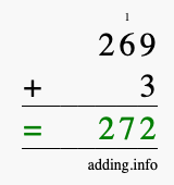 Calculate 269 + 3 using long addition