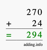 Calculate 270 + 24 using long addition