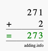 Calculate 271 + 2 using long addition
