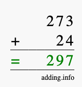 Calculate 273 + 24 using long addition