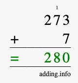 Calculate 273 plus 7 using long addition Calculate 273 + 7 using long addition