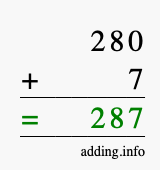 Calculate 280 plus 7 using long addition Calculate 280 + 7 using long addition