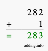 Calculate 282 + 1 using long addition