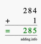 Calculate 284 + 1 using long addition