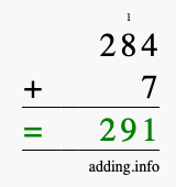 Calculate 284 plus 7 using long addition Calculate 284 + 7 using long addition