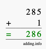 Calculate 285 + 1 using long addition