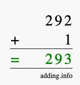 Calculate 292 + 1 using long addition