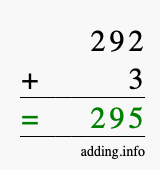 Calculate 292 + 3 using long addition