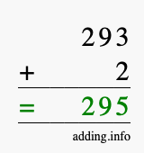 Calculate 293 + 2 using long addition