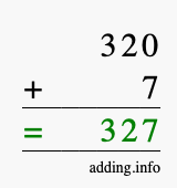 Calculate 320 + 7 using long addition