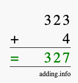 Calculate 323 + 4 using long addition