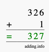 Calculate 326 + 1 using long addition