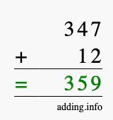 Calculate 347 + 12 using long addition