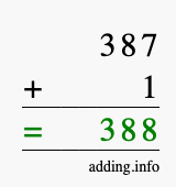 Calculate 387 + 1 using long addition