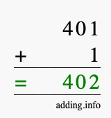 Calculate 401 + 1 using long addition