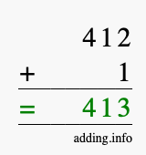 Calculate 412 + 1 using long addition